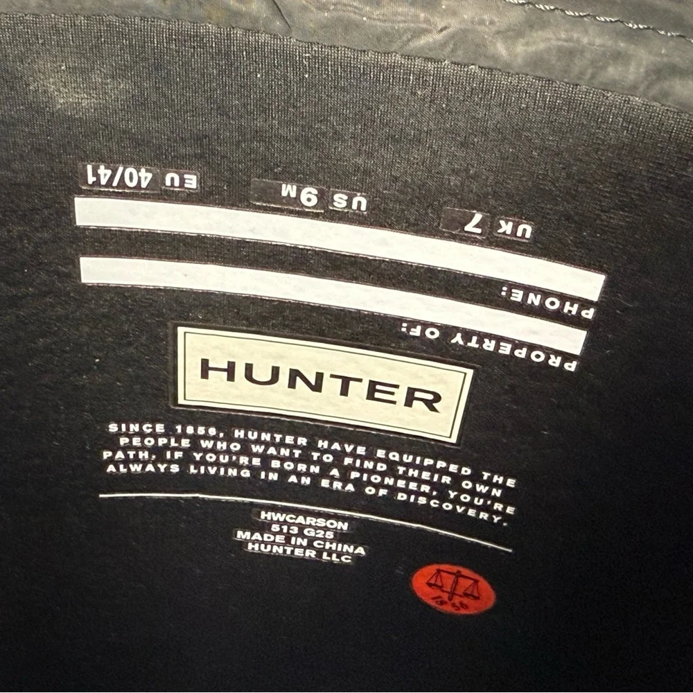 New Hunter Carson Lug Sole Rain Boots Sz 9